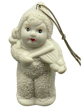 Christmas Snowbabe tree Ornaments Department 56 violin white sparkle glass 3" RE